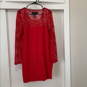 Red Bodycon Lace Dress